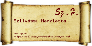 Szilvássy Henrietta névjegykártya