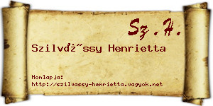 Szilvássy Henrietta névjegykártya